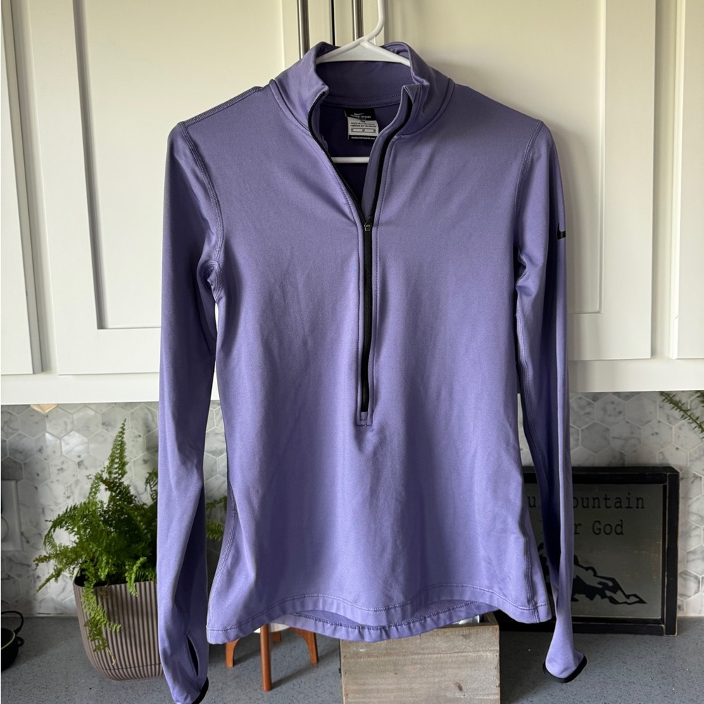 NIKE-Pro dri-fit running 3/4 zip pull-over Woman’s Medium purple